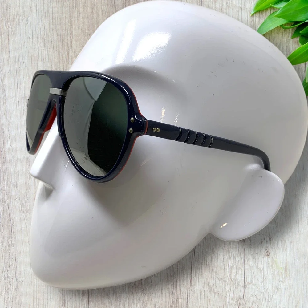 Vintage 1970's Style Eyes Japan 0620 PP Red & Navy Sport Ski Sunglasses